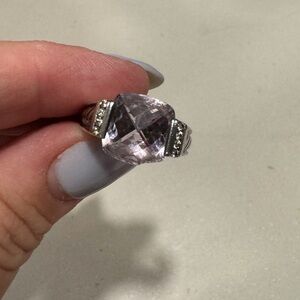 David Yurman Sterling silver ring with lavender stone & diamonds
